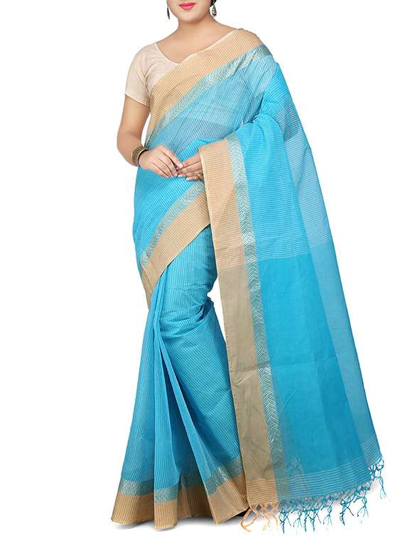 blue cotton handloom saree