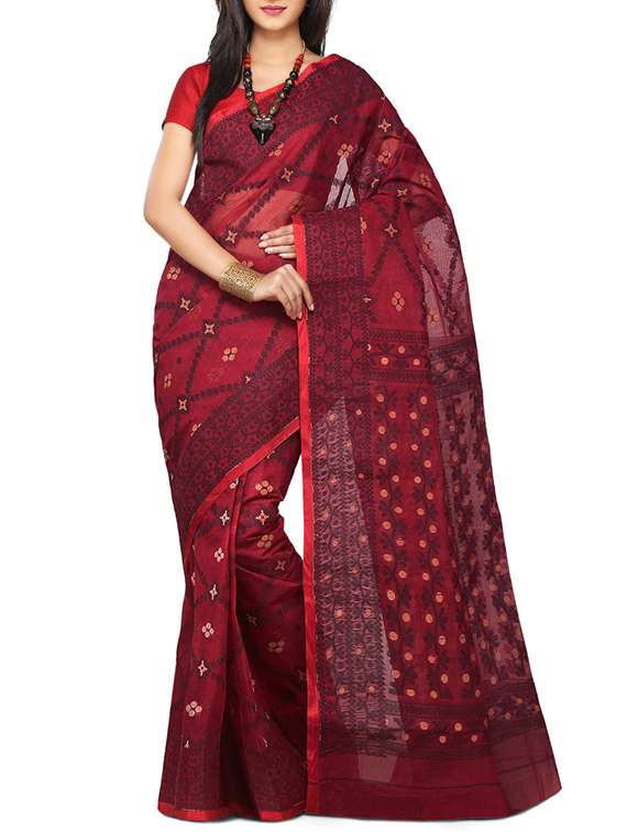 red cotton handloom saree