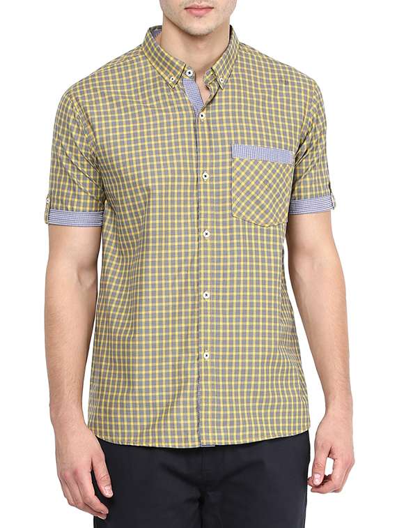 yellow cotton casual shirt