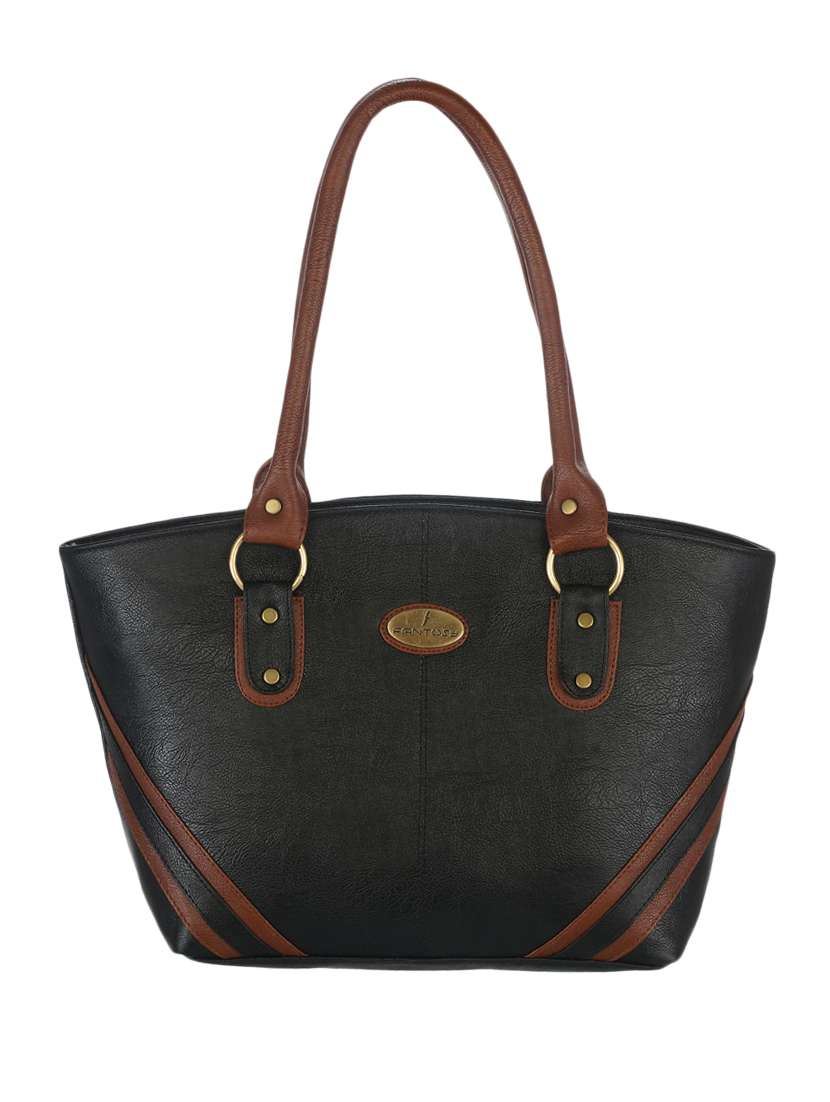 black leatherette handbag