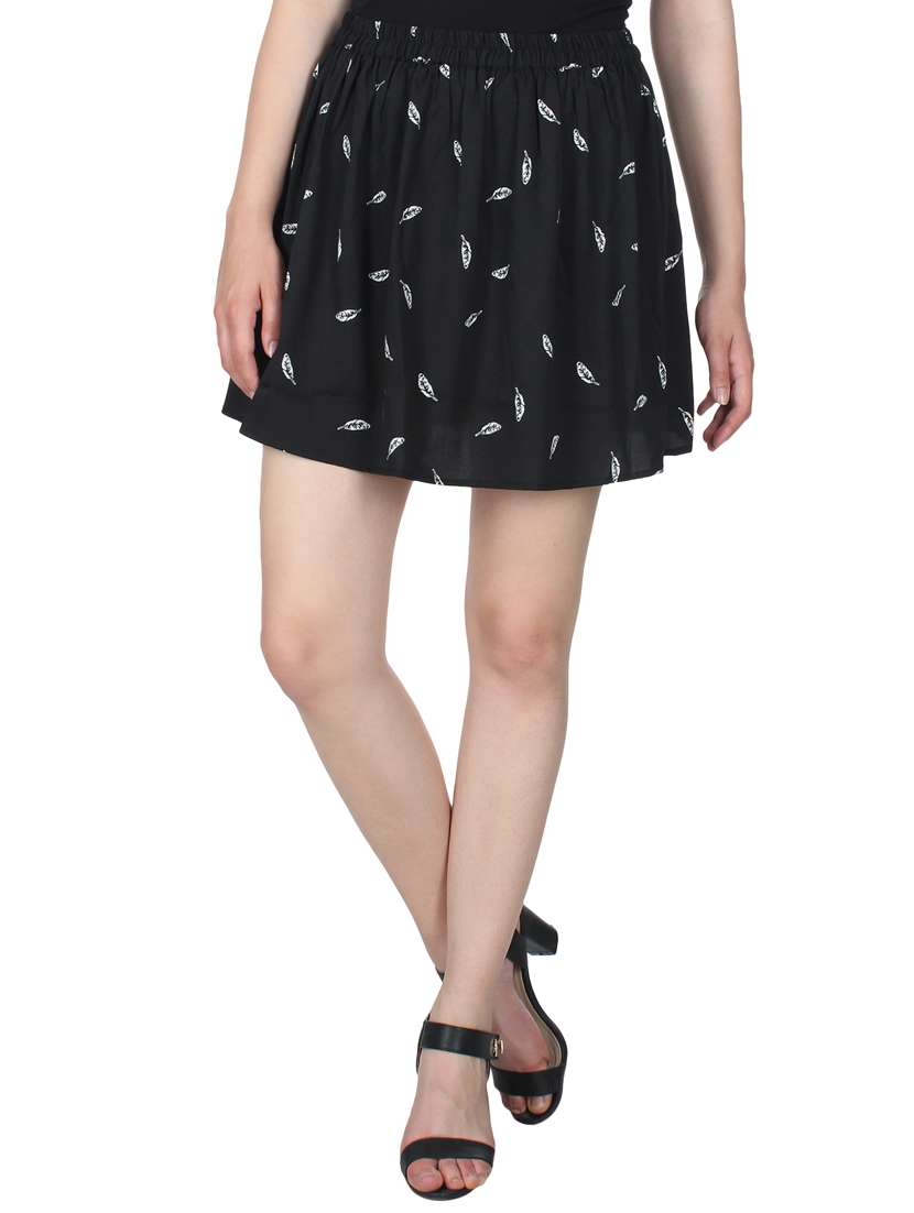 black polyester printed skirt