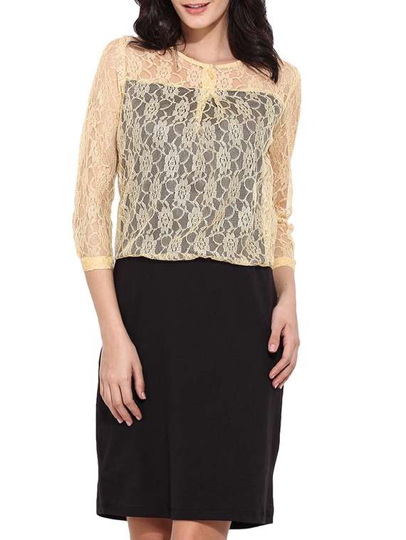 beige polyester dress