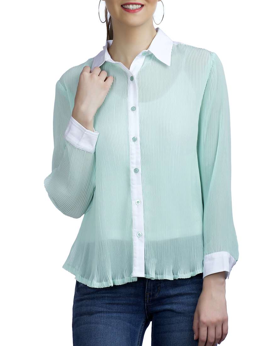 Green Georgette Regular Shirt