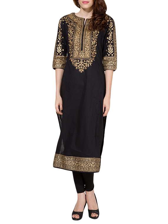 block print straight kurta