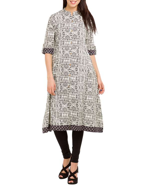 white cotton printed kurta