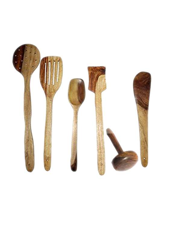 brown wood kitchen tool set