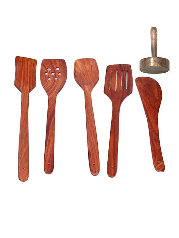 brown wood kitchen tool set