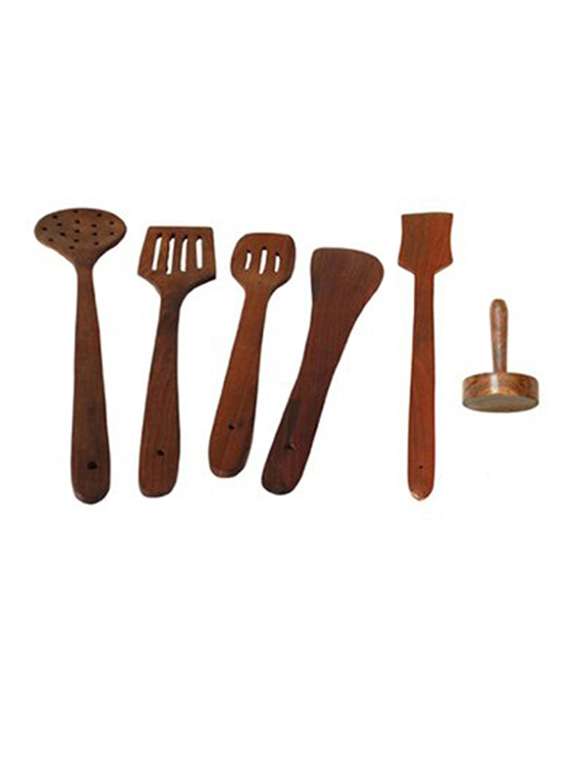 brown wood kitchen tool set