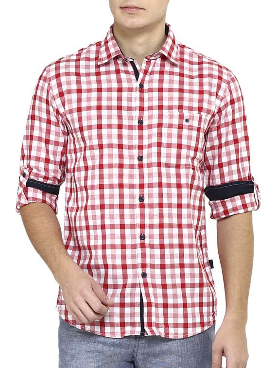 red cotton casual shirt