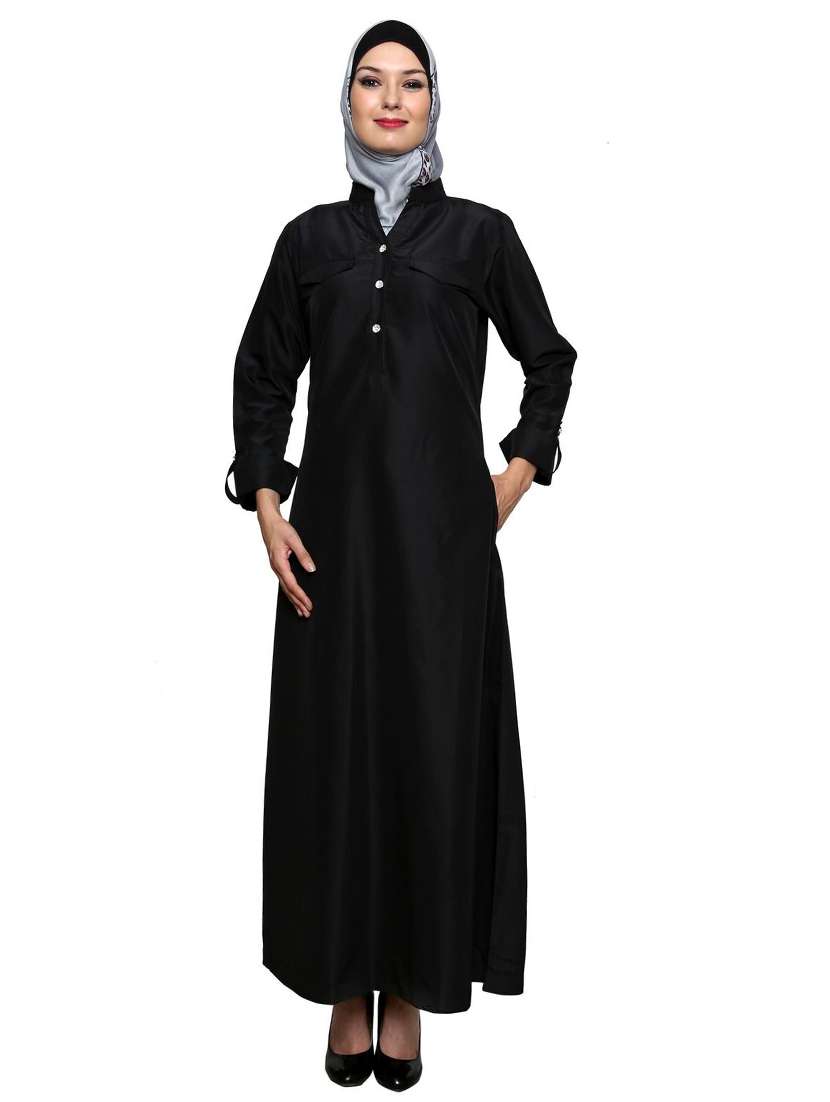 solid black abaya