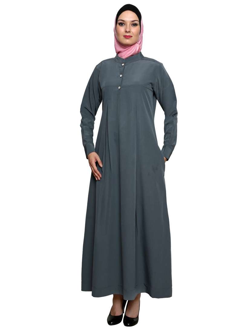 grey full sleeved abaya