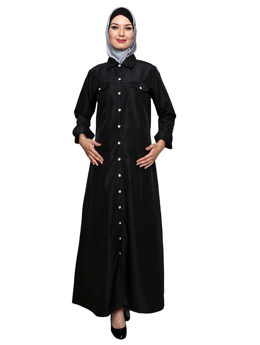 solid black abaya