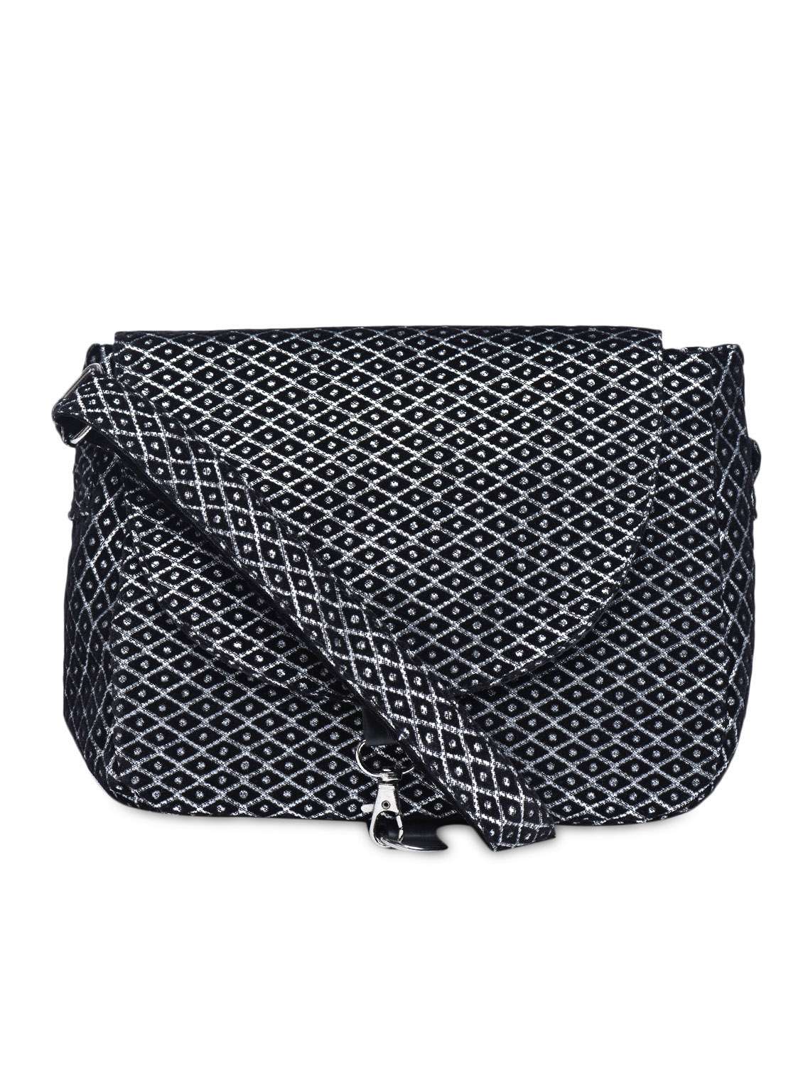 black printed sling bag