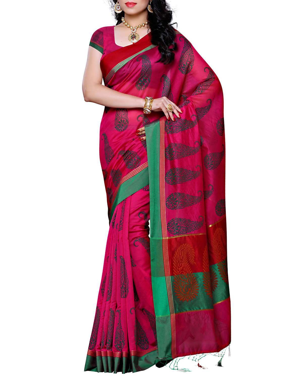 pink cotton saree