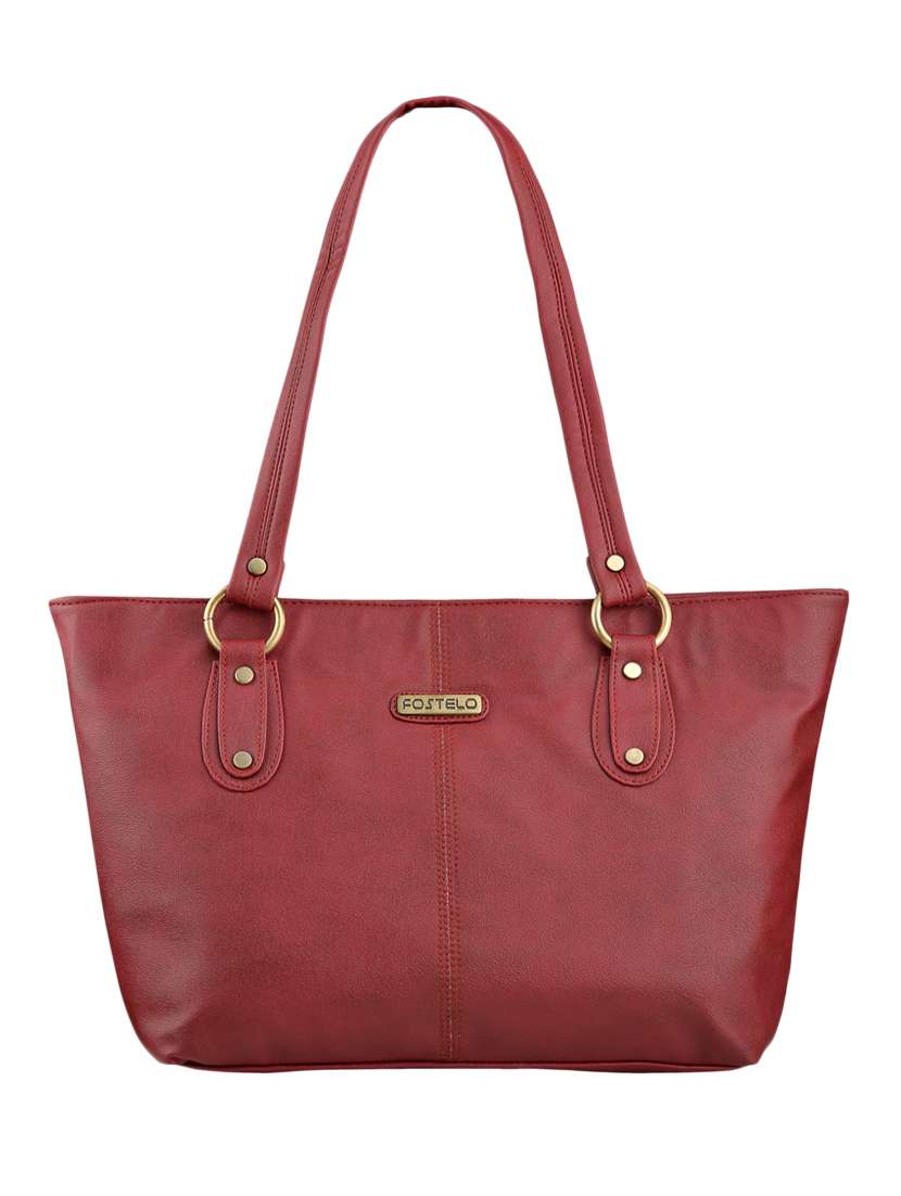 Maroon leatherette handbag