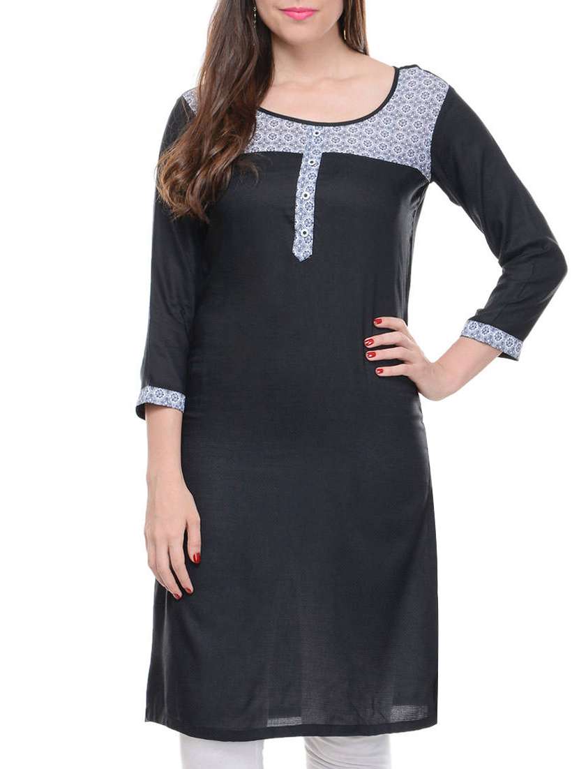 black cotton straight kurta