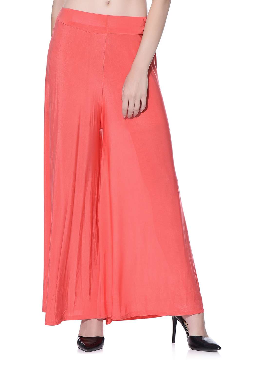 pink polyester palazzos