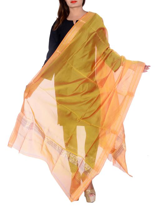 orange chanderi zari dupatta - 11593923 -  Standard Image - 0