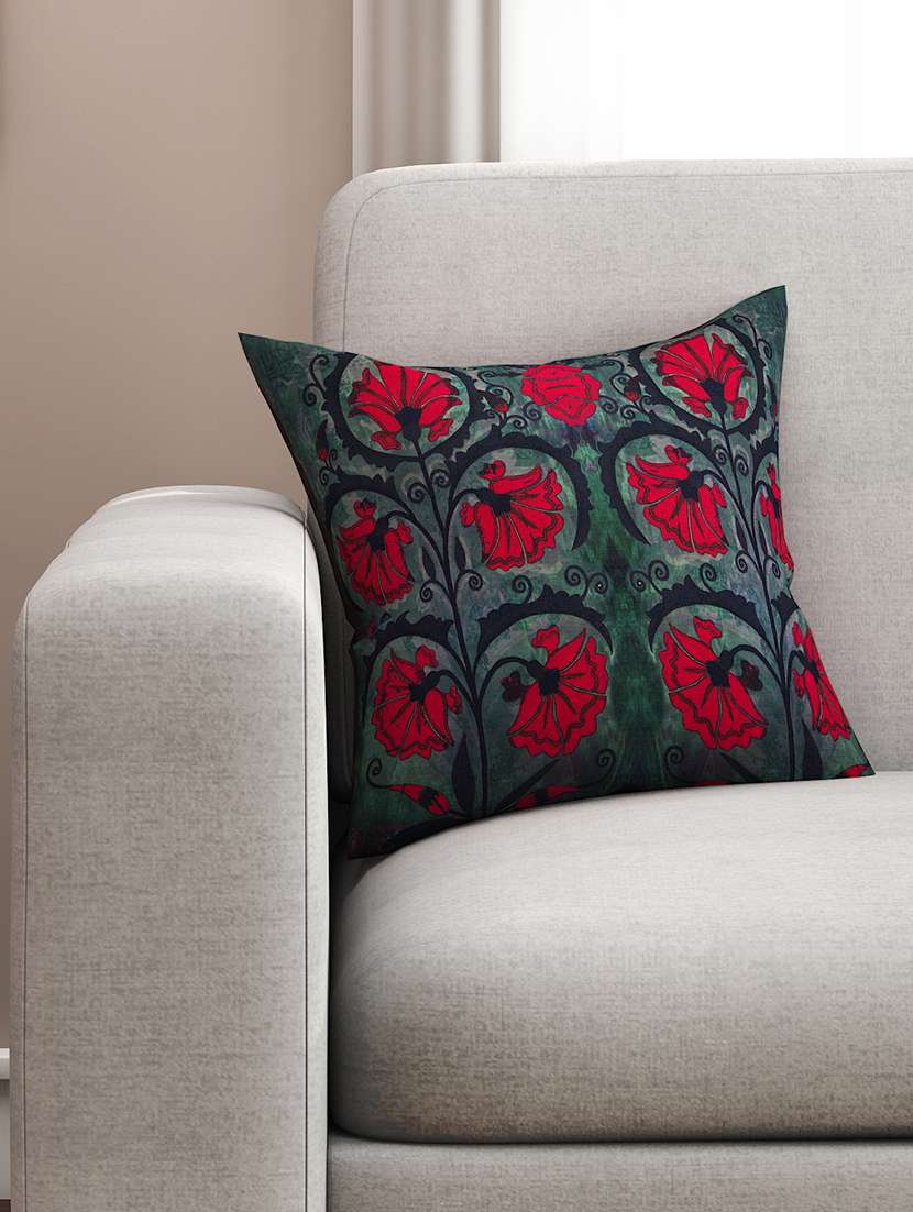 grey cotton printed cushion cover
