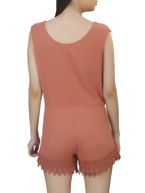 solid rust cotton romper - 11608346 - Standard Image - 2