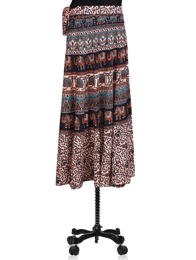 jaipuri printed long wrap skirt