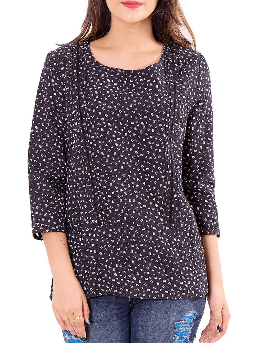 lace insert round neck top