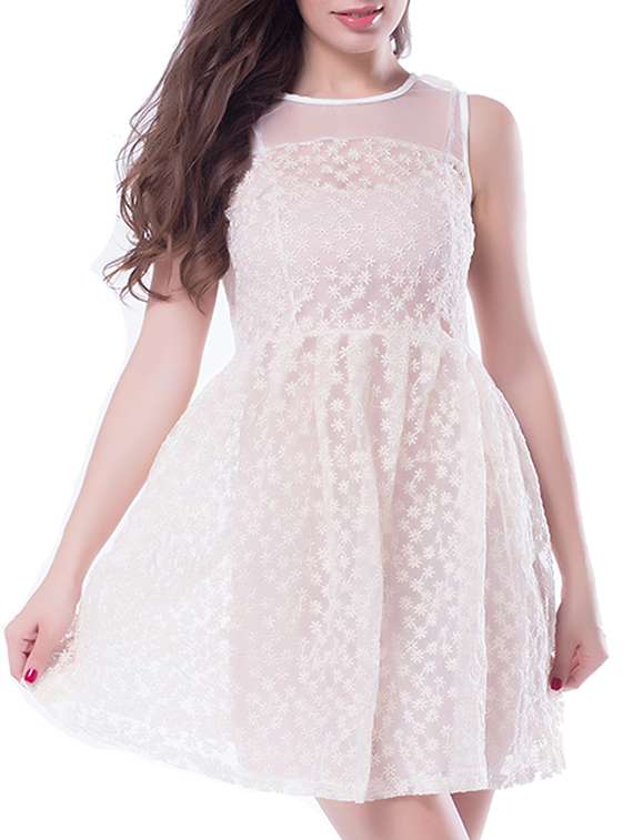 beige fit & flare dress