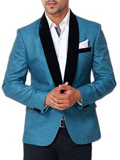blue cotton casual blazer