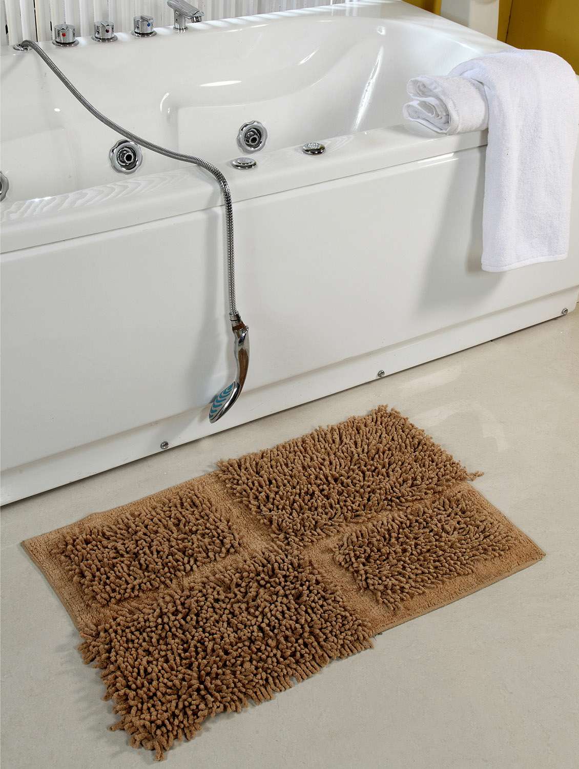 homefurry beige quadgraze cotton bath mat