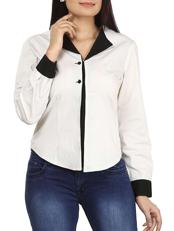 white solid cotton shirt