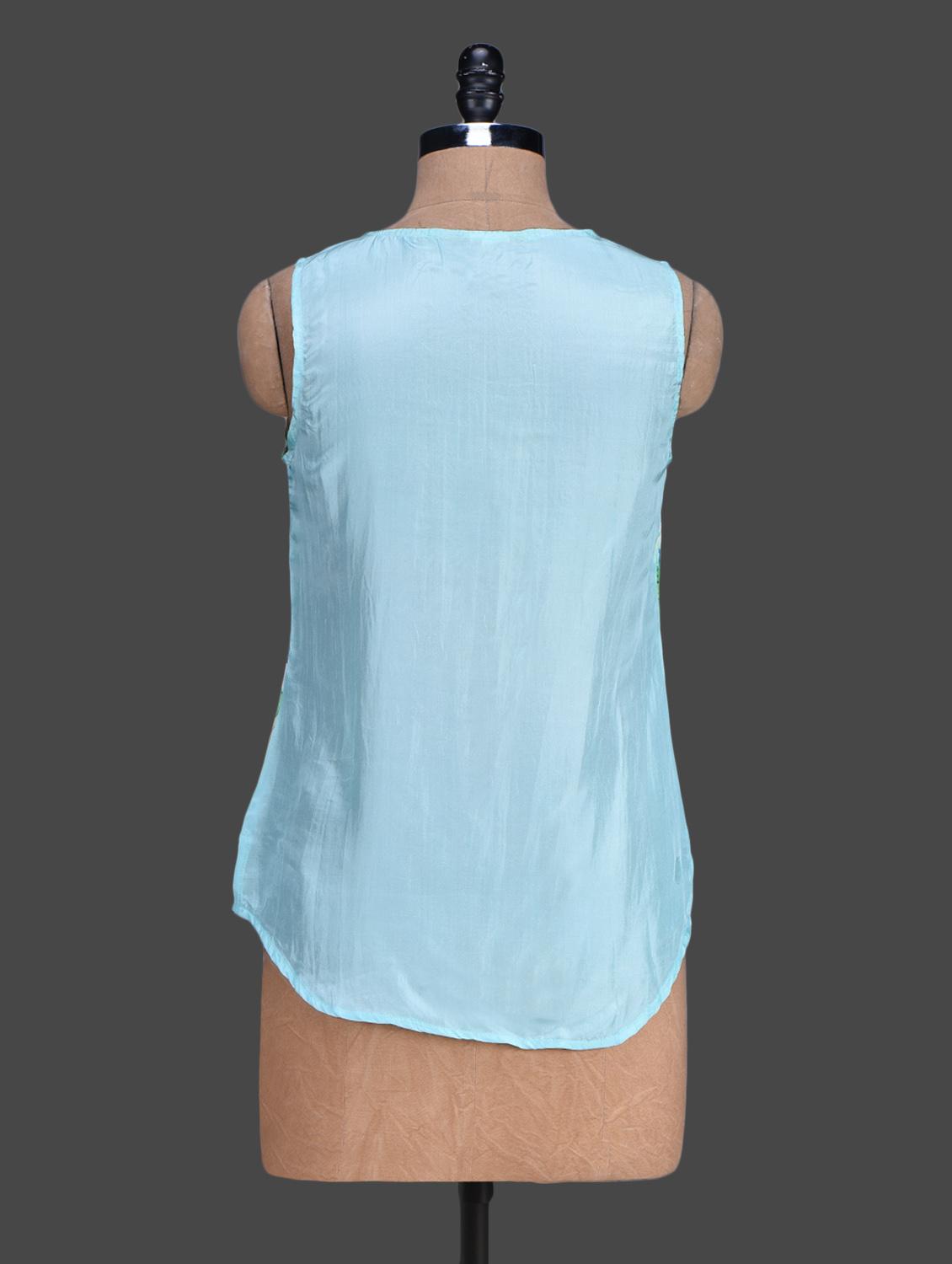 digital printed sleeveless silk top - 1164527 - Standard Image - 2