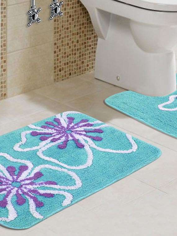 saral home soft cotton bathmat with contour set - 40x60 cm