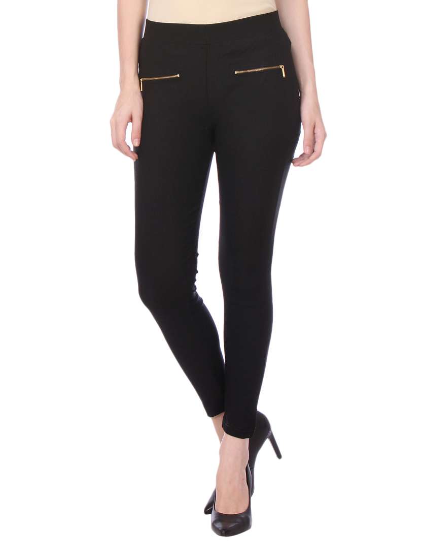 black cotton jeggings