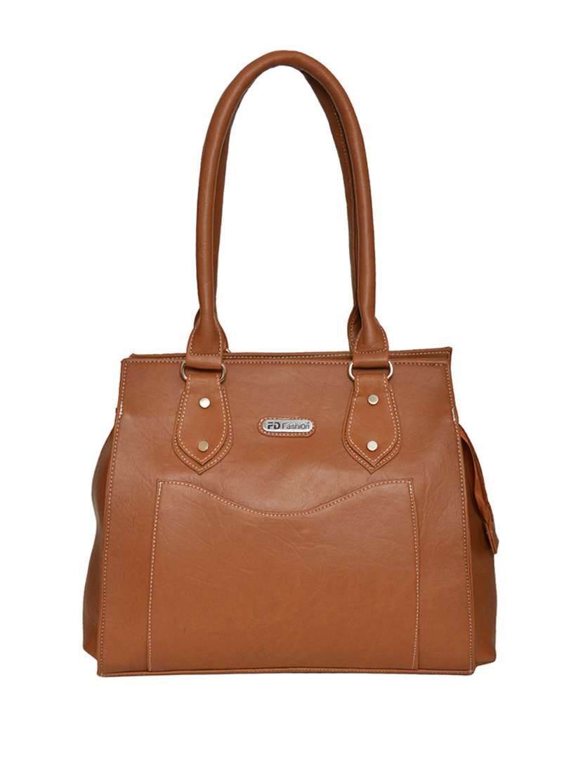 brown leatherette handbag
