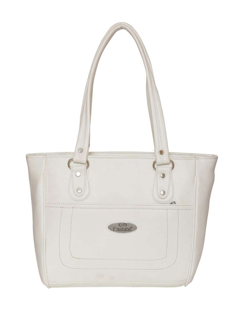 white leatherette handbag