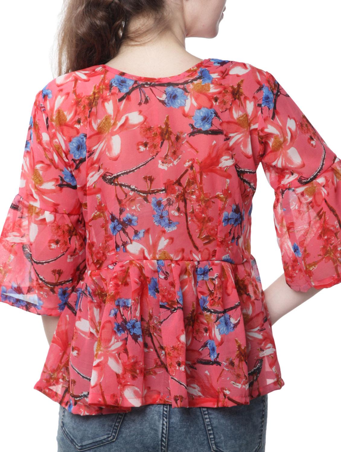 women's peplum tie-up neck top - 11665190 - Standard Image - 2