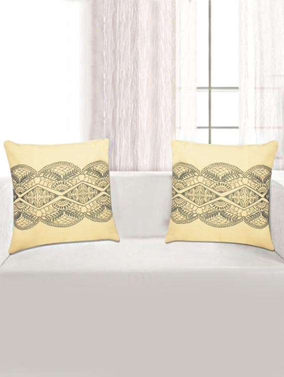 saral home premium quality cotton traditional embroidered cushion cover set of 2pc -40x40 cm