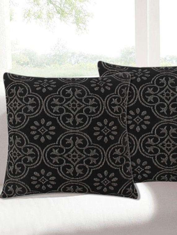 saral home premium quality cotton jacquard  cushion cover set of 2pc -40x40 cm