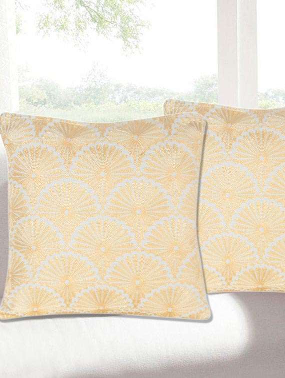 saral home premium quality cotton traditional embroidered cushion cover set of 2pc -40x40 cm