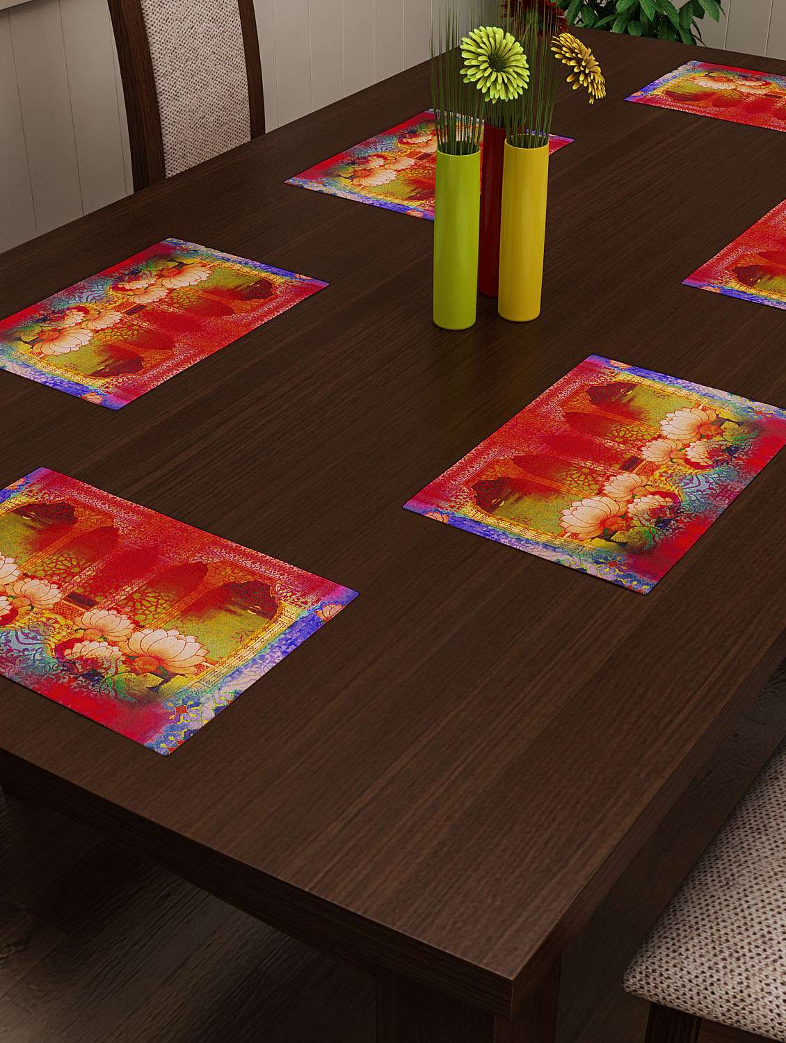 set of 2 red cotton placemat