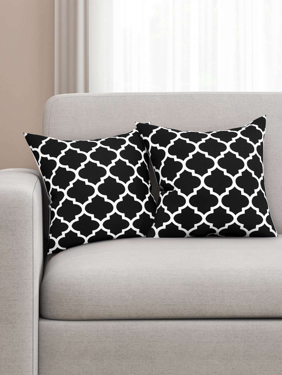 cotton  geometric hd digital premium 16 by 16 cushion covers (set of 2)