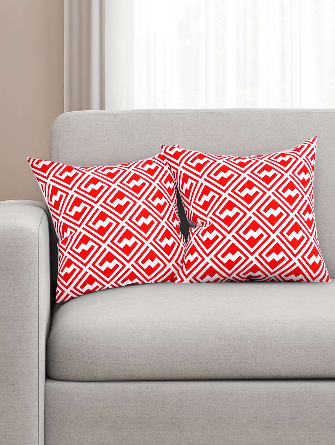 cotton  geometric hd digital premium 16 by 16 cushion covers (set of 2)