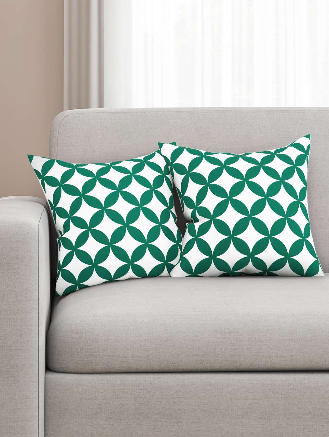 green cotton set of 2 cushion covers