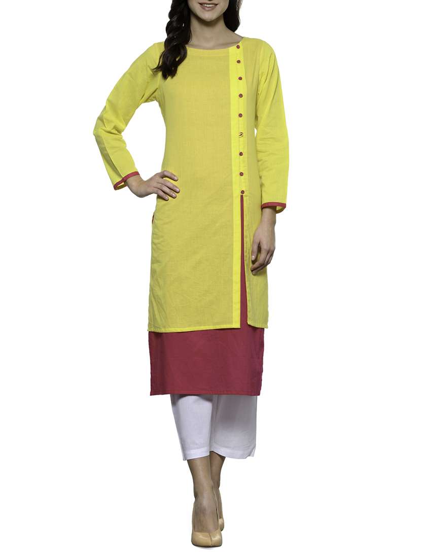 yellow cotton kurta