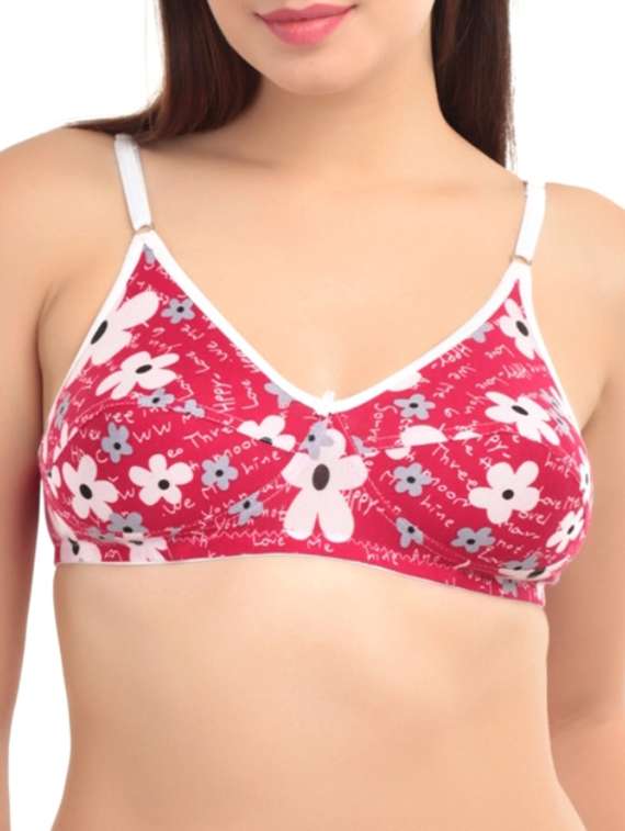 pink cotton regular bra