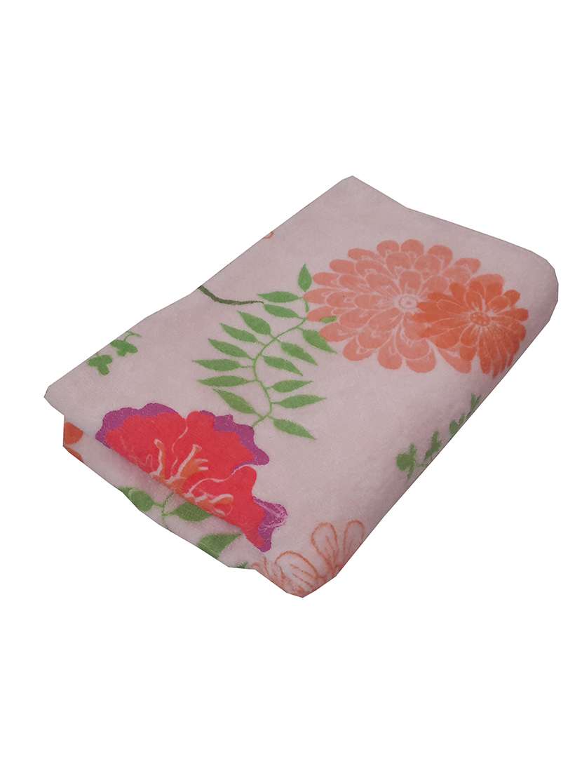 pink floral cotton bath towel