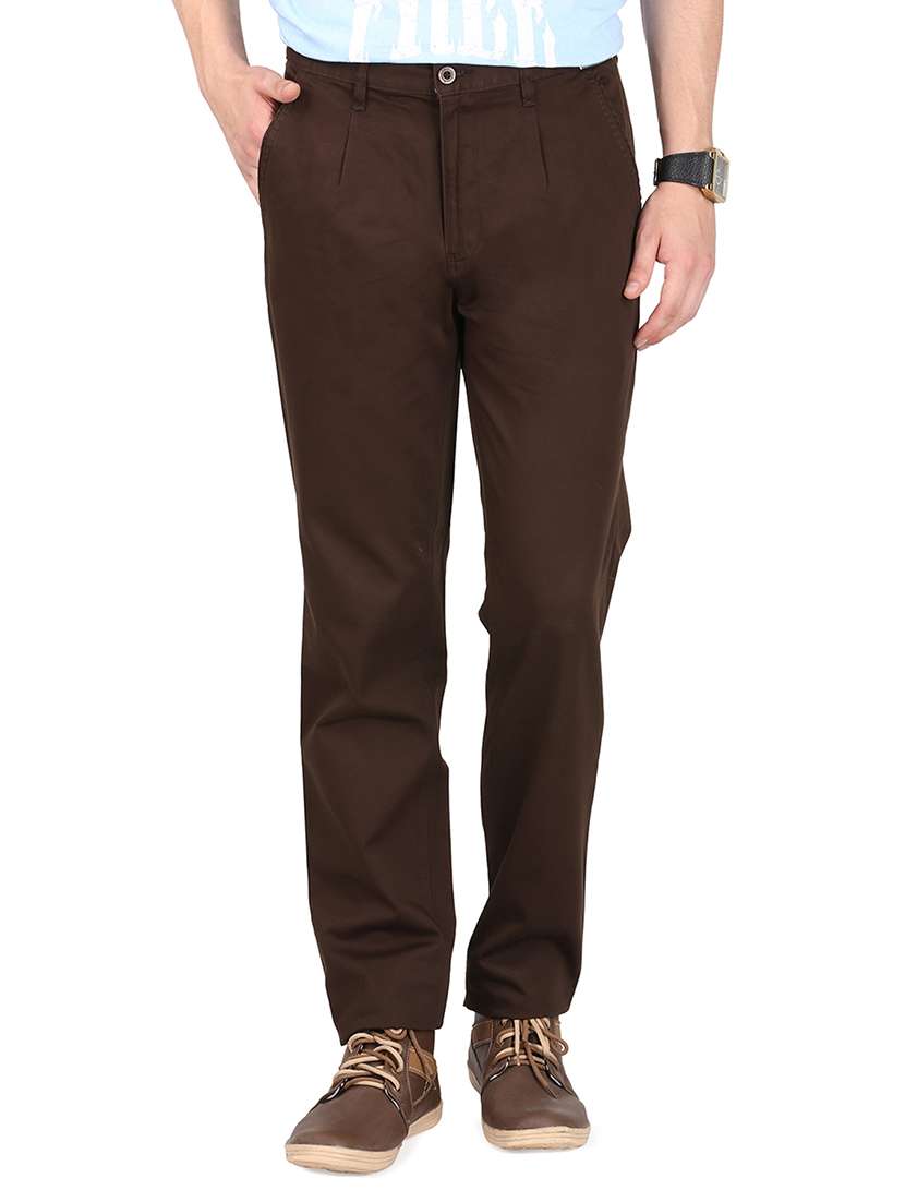 brown cotton casual trouser