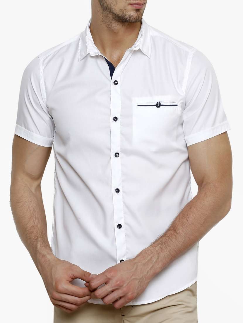 white solid casual shirt
