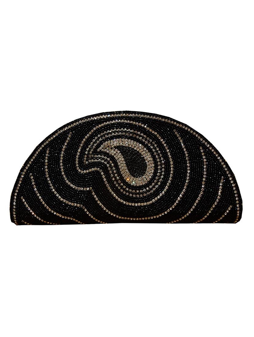 black embellished faux silk clutch - 11706884 - Zoom Image - 0