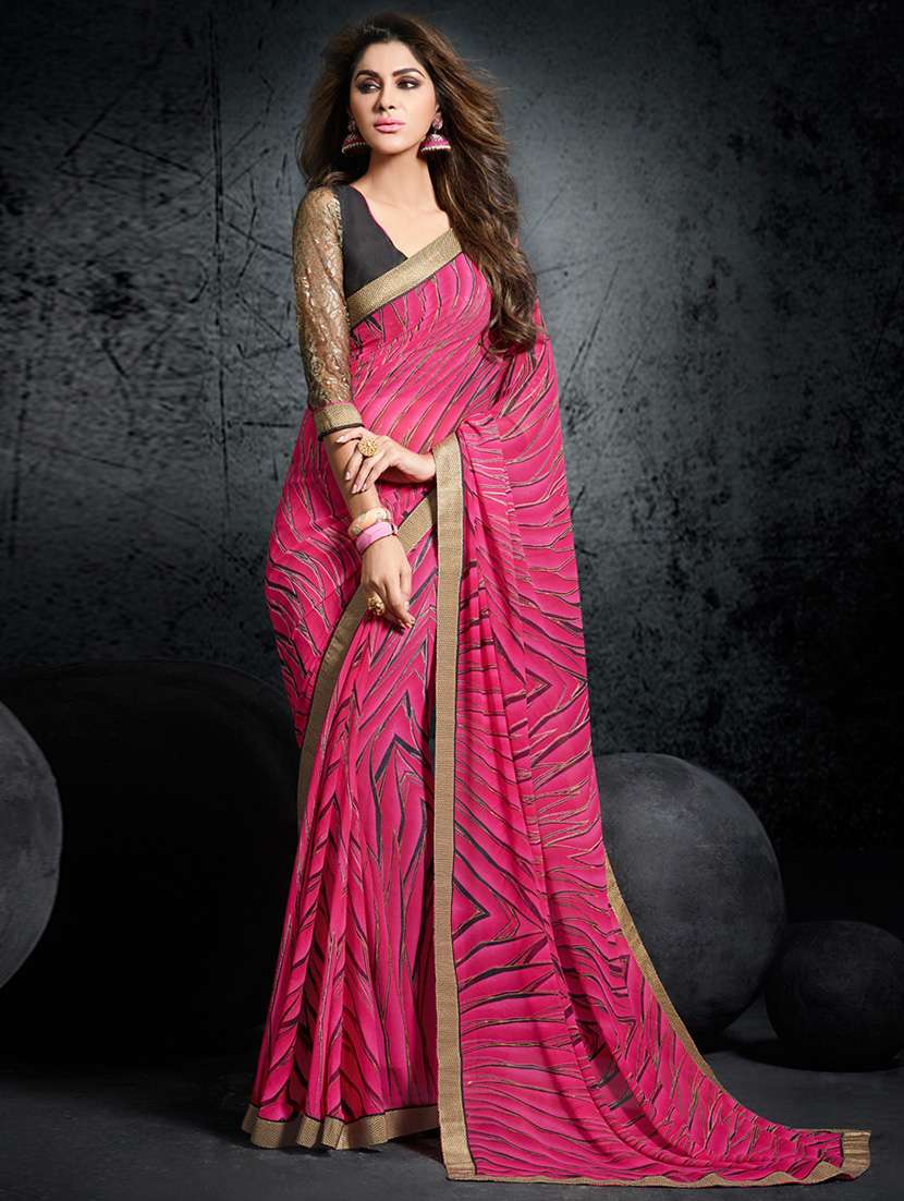 women's leheriya pink colored saree with blouse